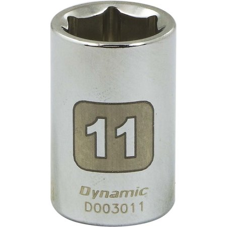 Tools 1/4"" Drive 6 Point Metric, 11mm Standard Length, Chrome Socket -  DYNAMIC, D003011
